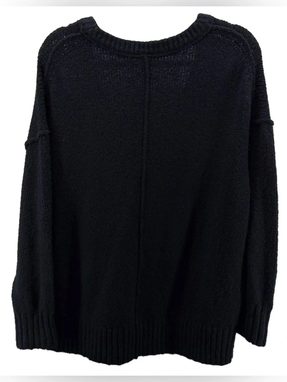 Free People Black V-Neck Brookside Tunic Sweater Size Small